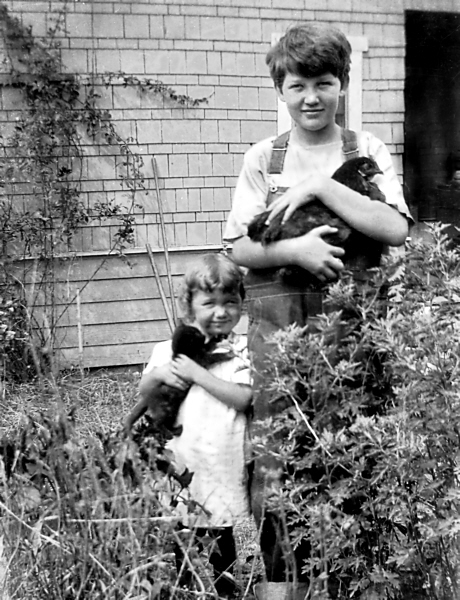 Maxine with a Chicken